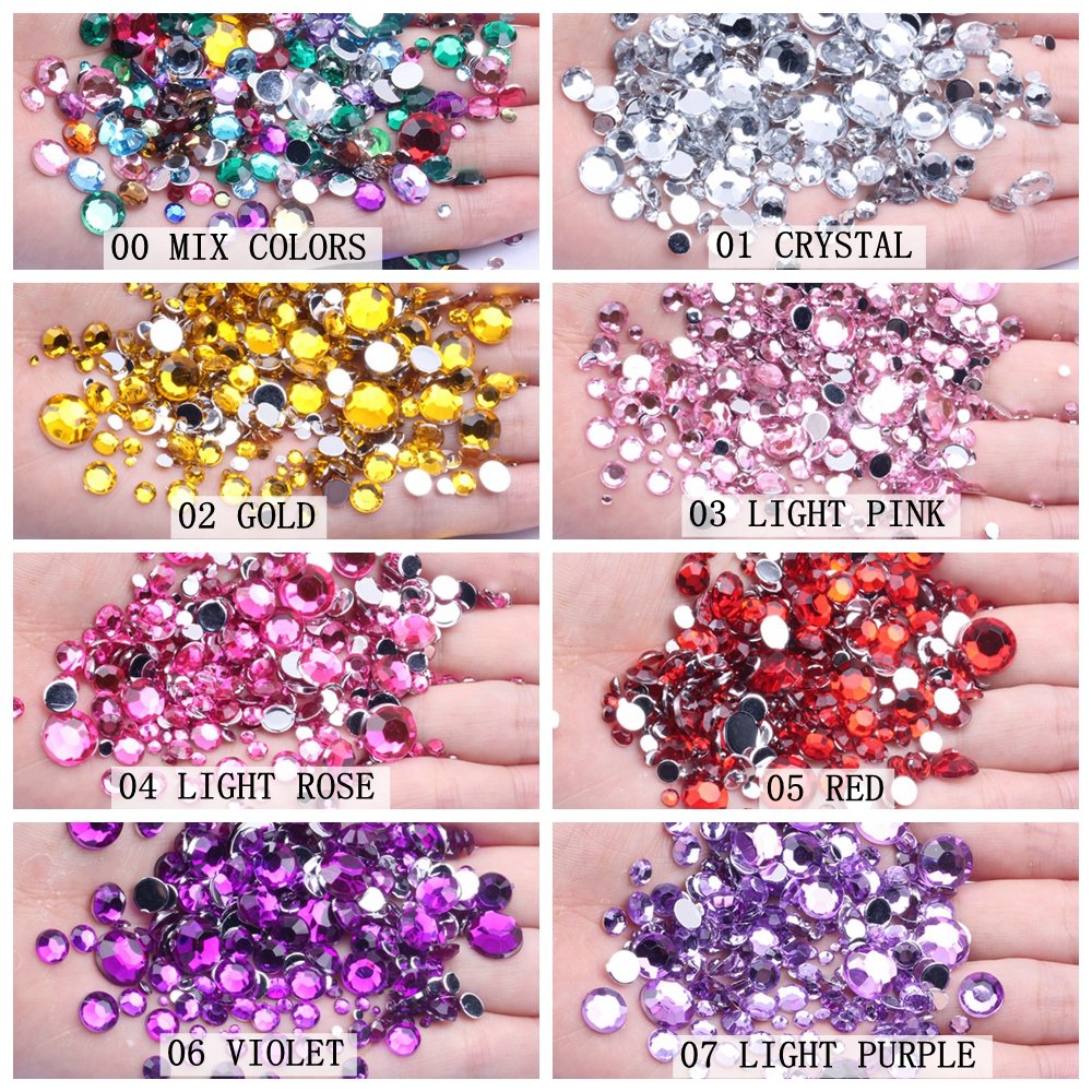 Hot Sale Bling Flatback Facets Many Colors Glue On 5mm Acrylic Rhinestones For Crystal Stones Face DIY Nail Art Bridal Applique