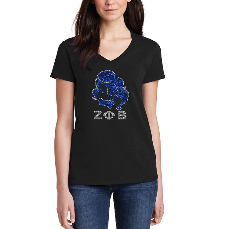 Custom zeta phi beta sorority high heel hot fix rhinestone transfer motif