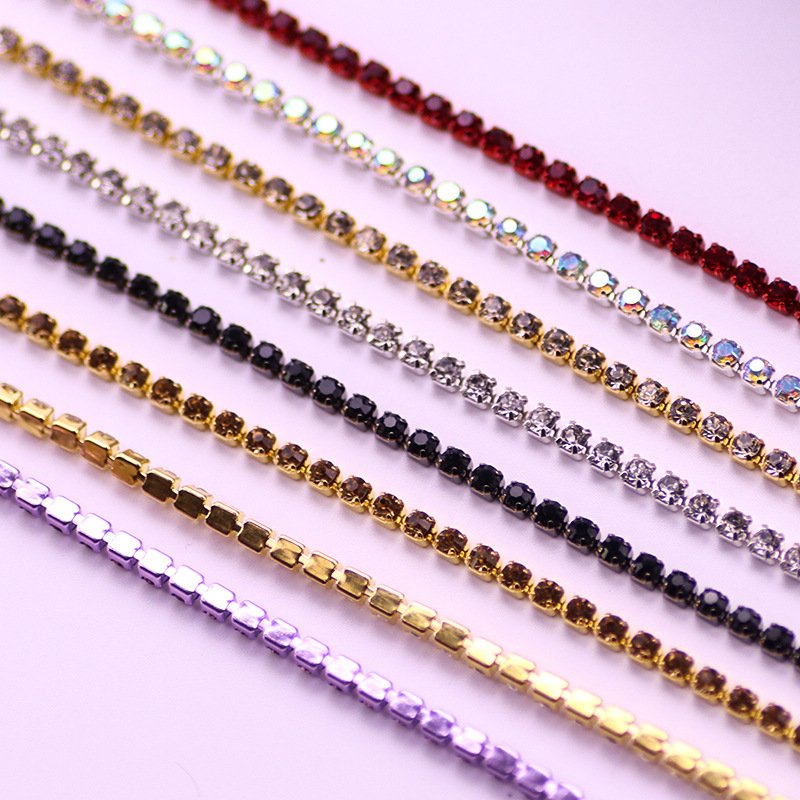 Wholesale Rhinestone Trim Garment Clothes Accessories Mental Welding Claw Crystal Trim Glass Rhinestone Chain