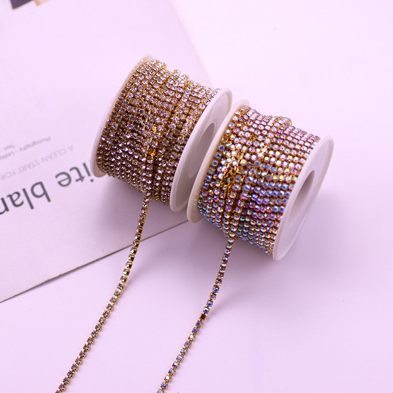 Wholesale Rhinestone Trim Garment Clothes Accessories Mental Welding Claw Crystal Trim Glass Rhinestone Chain