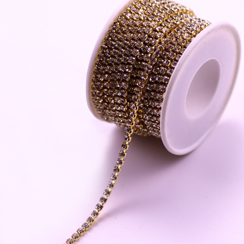Wholesale Rhinestone Trim Garment Clothes Accessories Mental Welding Claw Crystal Trim Glass Rhinestone Chain