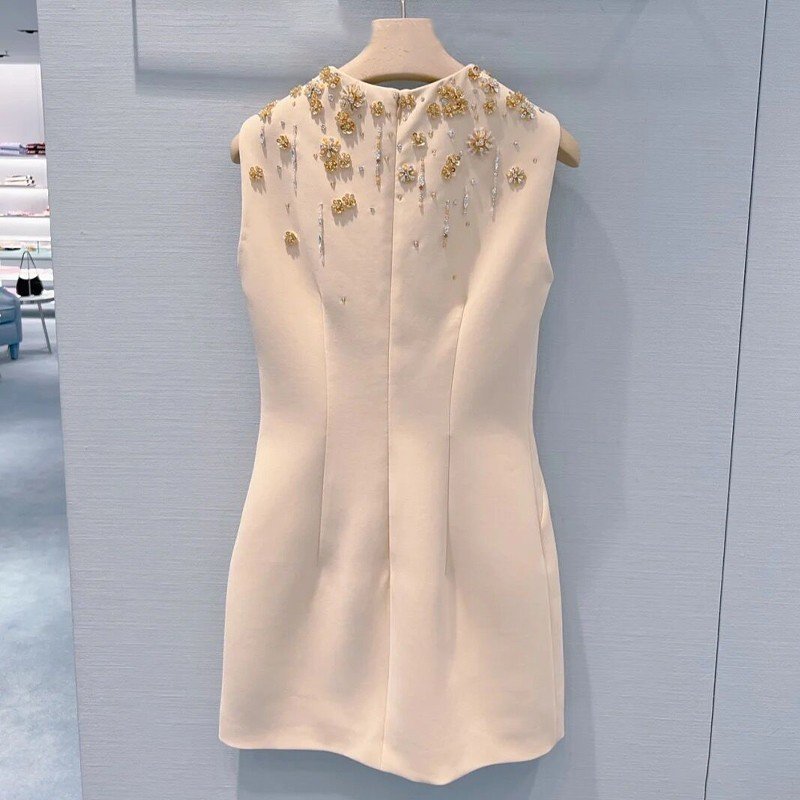 2024 New dropshipping women hot fashion and elegant sleeveless dresses with rhinestones