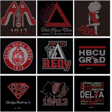 Wholesale Delta Hot fix Logo Design Iron On Custom Rhinestone Transfer 1920 Motif Theta Sigma Sorority
