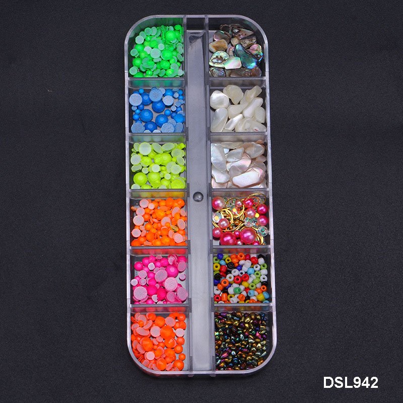 Destly Flatback Shaped Round Diamond Glass Nail Stones Rainbow AB Colorful Fluorescence Nail art Rhinestone