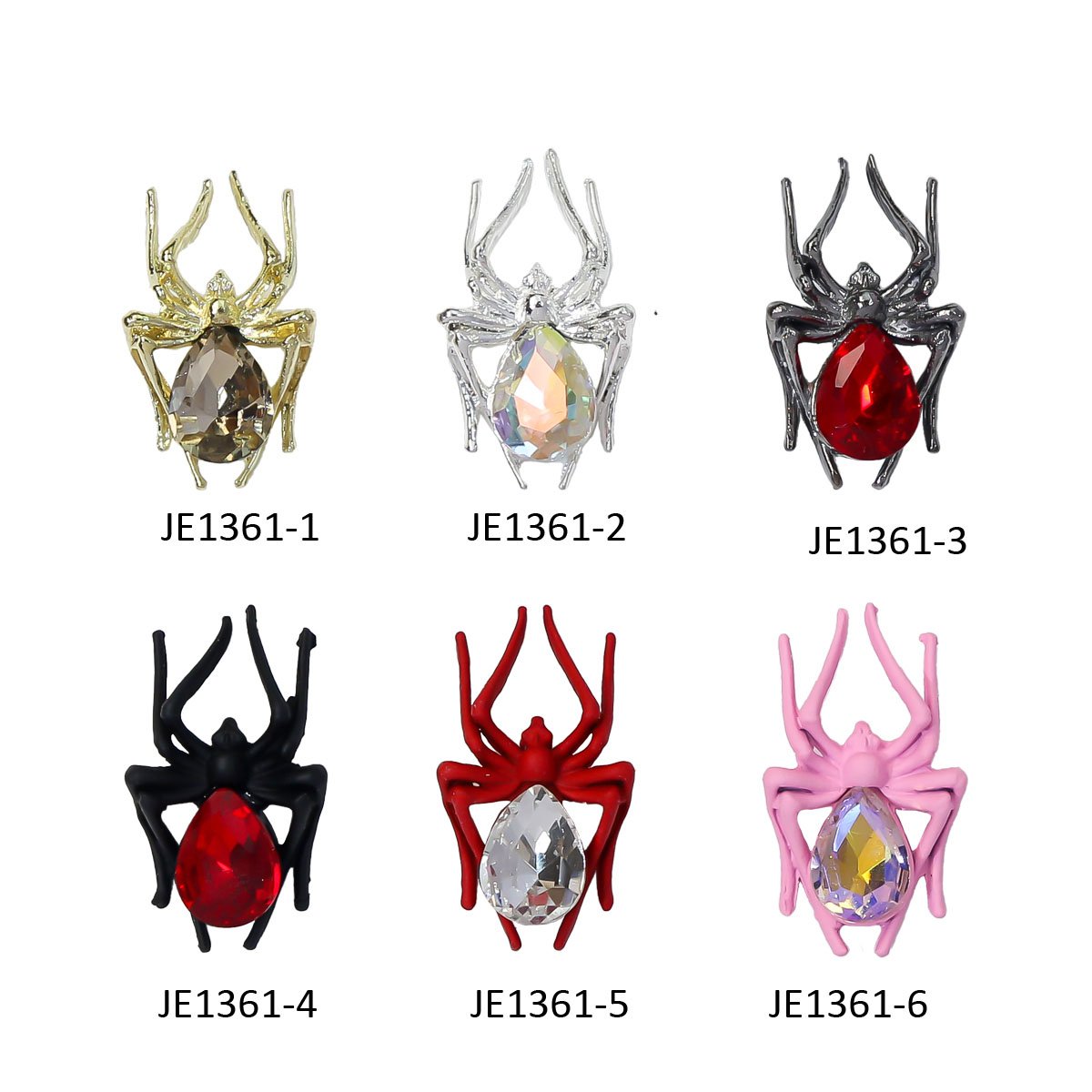 10 Pcs Halloween Spider Nail Art Rhinestones Dark Gothic Alloy Gem 3D Metallic Nail Charms Decorations Nail Accessories Kit
