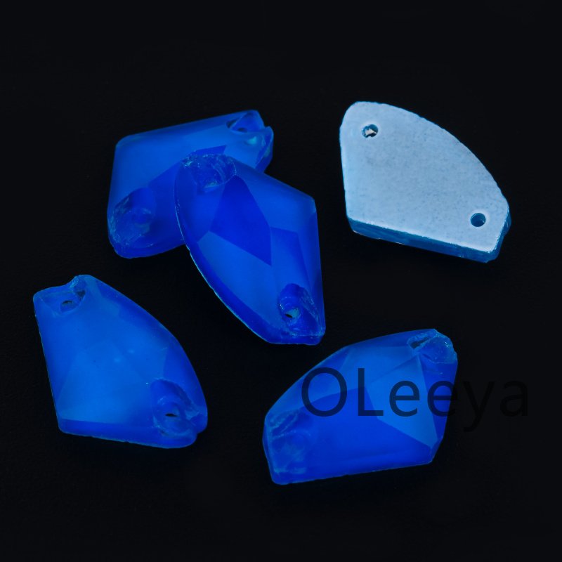 OLeeya 3A Quality Glass Ax Orange Neon Colors Sew On Rhinestones Galactic Shape Dance Decoration Rhinestone for Leotards Bikini
