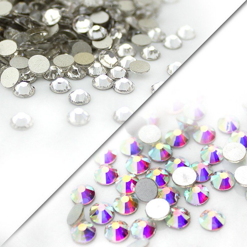 High quality SS3-SS50 non hot fix flatback glass rhinestone nail decoration crystal ab flat back rhinestones bulk