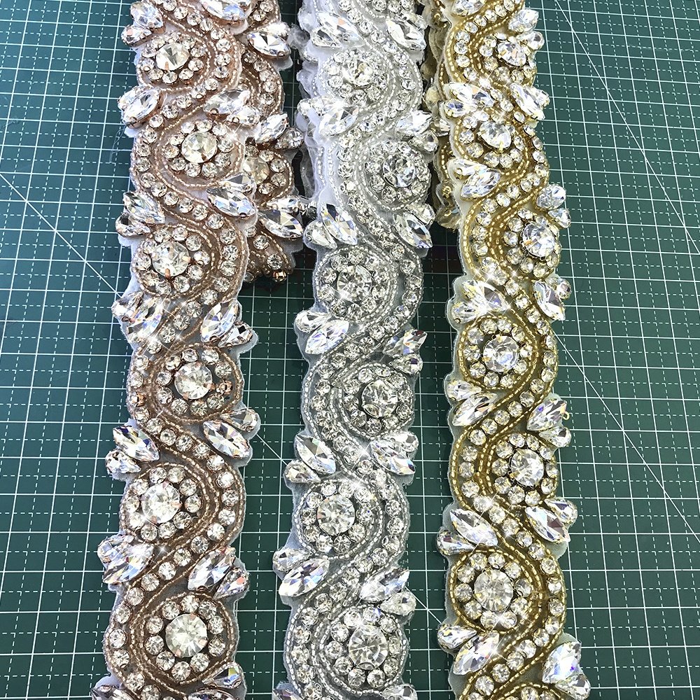 L234 Wholesale Fashion appliques and trimmings rhinestone dress appliques crystal patches