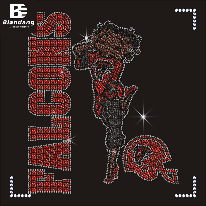 Hot Press NFL Team Logo Rhinestone Appliques Custom Logo Heat Transfer Rhinestone Transfers for Hoodies