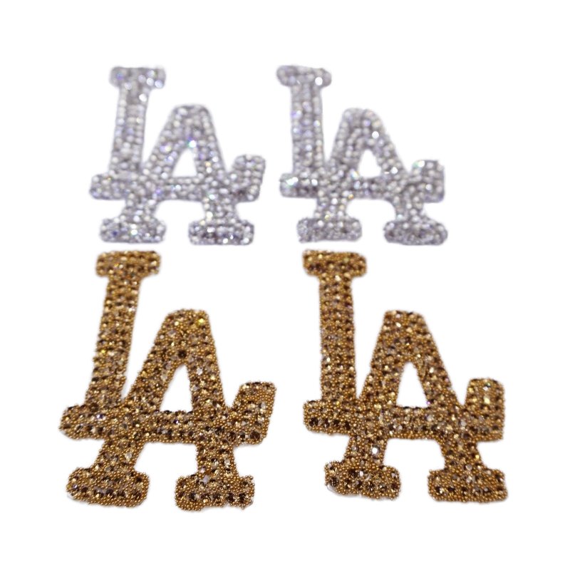 Letter Patches Gold Designer Logo Bling Iron-on Patch Unique Hotfix Rhinestone for Hat Decoration Made Chenille Resin Fabric 3D