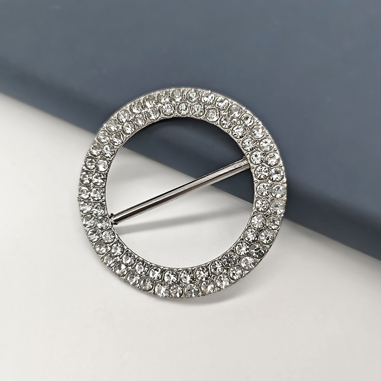 Wholesale Decorative Metal Pearl Round Shape Ring Bag Buckles Oval Centre Slide Buckle Tri Glide Rhinestone Buckle For Handbags