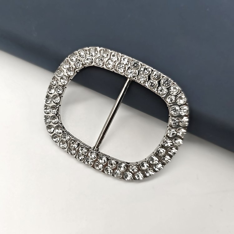 Wholesale Decorative Metal Pearl Round Shape Ring Bag Buckles Oval Centre Slide Buckle Tri Glide Rhinestone Buckle For Handbags