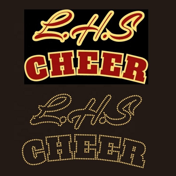 Custom LHS Cheer Sport Outline Design Iron On Custom Rhinestone Transfer Motif