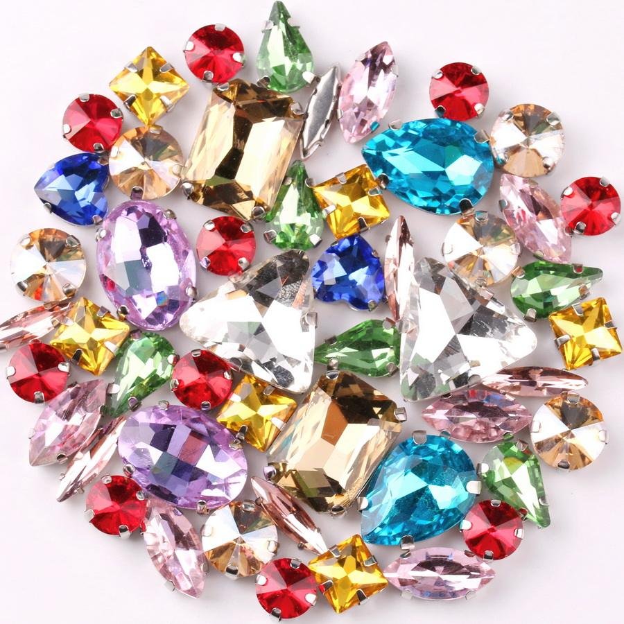 Mix Shapes Colors Claw Setting Rhinestones Glass Crystal Sewing Rhinestone glitter Nail Art Rhinestone
