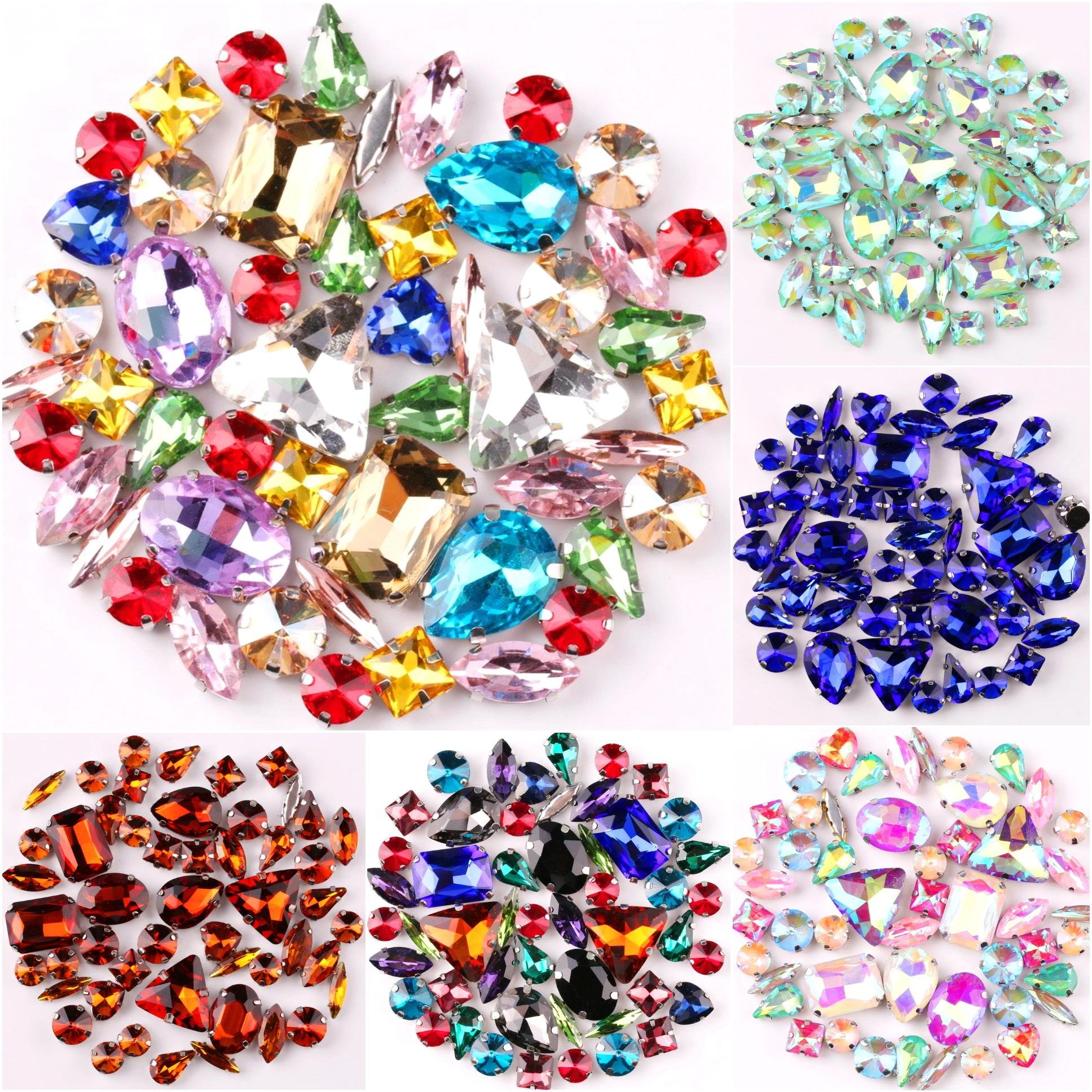 Mix Shapes Colors Claw Setting Rhinestones Glass Crystal Sewing Rhinestone glitter Nail Art Rhinestone