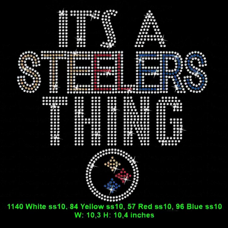 Custom Sparkling Football Teams Logo Iron On Rhinestone Steelers Transfer