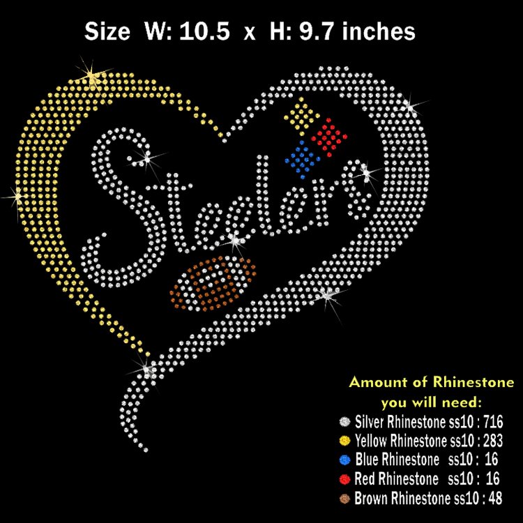 Custom Sparkling Football Teams Logo Iron On Rhinestone Steelers Transfer