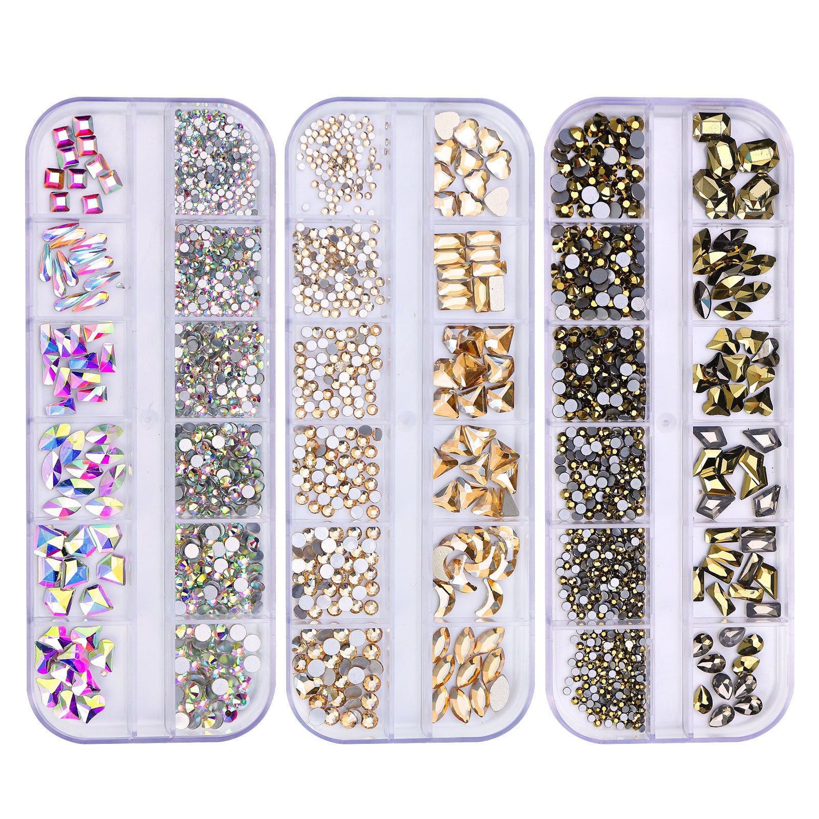 12 Grid Best Seller Nail Stone Nail Rhinestones Crystal AB kit Multi Shape Glass Diamonds Nails Art Rhinestone Decoration
