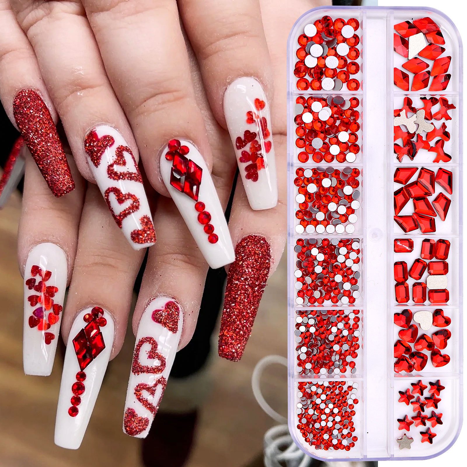12 Grid Best Seller Nail Stone Nail Rhinestones Crystal AB kit Multi Shape Glass Diamonds Nails Art Rhinestone Decoration
