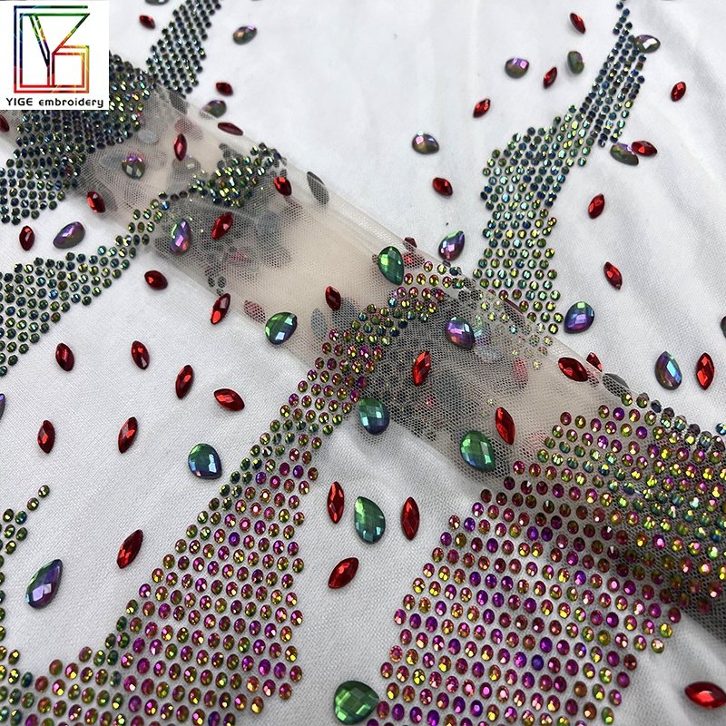Luxury Sparkling crystal rhinestone mesh glass stone mesh fabric for dress lace fabrics Rhinestone Net Lace Fabric