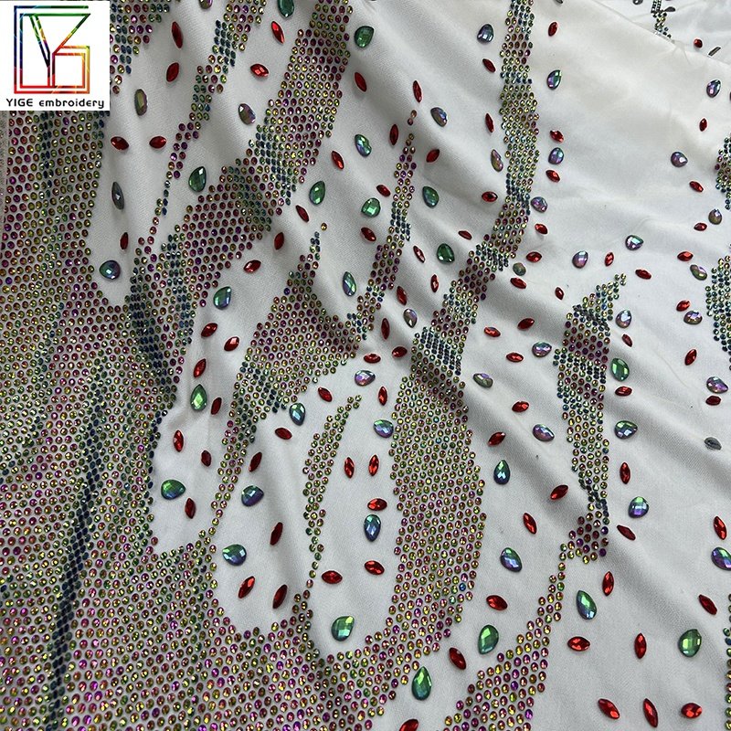 Luxury Sparkling crystal rhinestone mesh glass stone mesh fabric for dress lace fabrics Rhinestone Net Lace Fabric