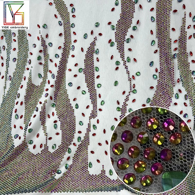 Luxury Sparkling crystal rhinestone mesh glass stone mesh fabric for dress lace fabrics Rhinestone Net Lace Fabric