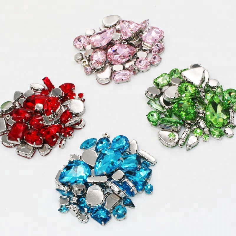 Black mixed shape glass sew on rhinestones for diy Clothing accessories