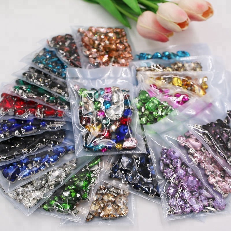 Black mixed shape glass sew on rhinestones for diy Clothing accessories