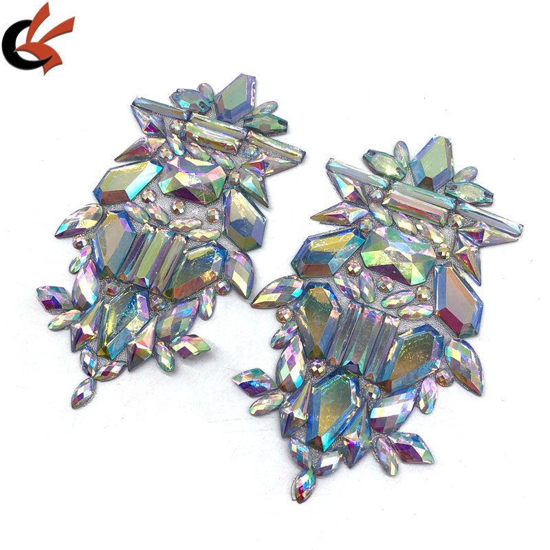 Wholesale Carnival Events Custom Samba Dress Decorative Iron On Gems Rhinestone Patches Appliques For Carnival Costumes