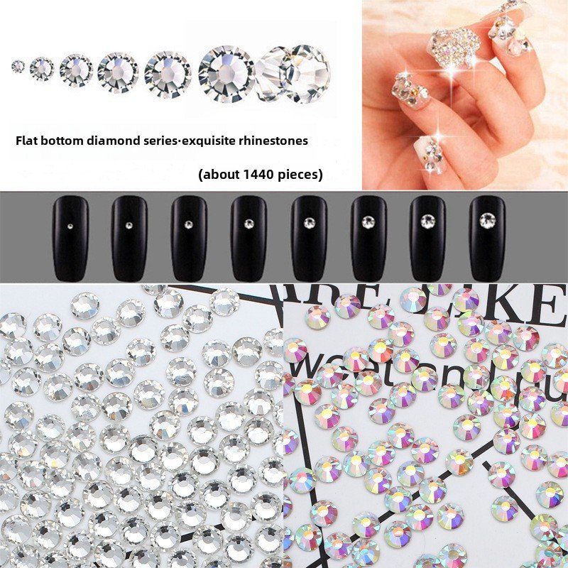 Mixed Color DIY Nail Art Decorations 3D Flat Diamond with Gold Silver Bottom Crystal Material Art Rhinestones
