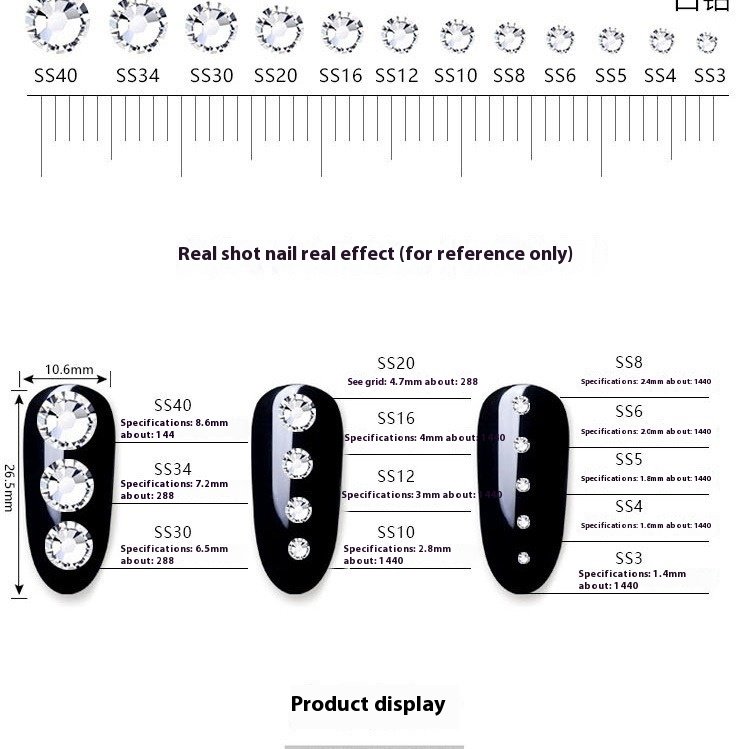 Mixed Color DIY Nail Art Decorations 3D Flat Diamond with Gold Silver Bottom Crystal Material Art Rhinestones