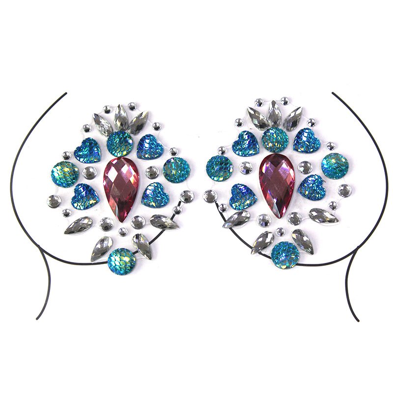 Private Label Crystal Breast Nipple Rhinestone Body Boobs Pasties Gems Sticker