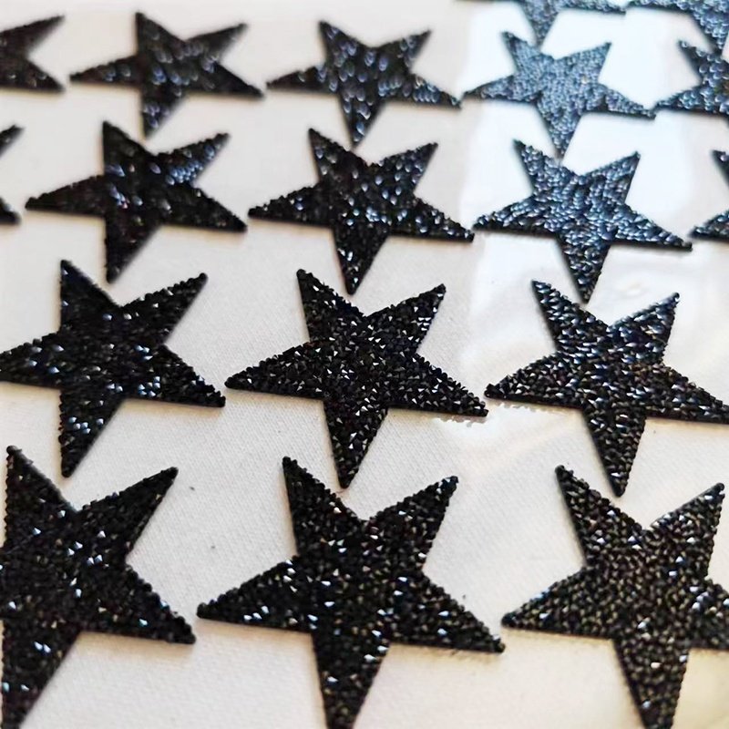 Hot Sell custom Hot Fix Adhesive Diamond Heat transfer printing logo garment label Crystal letter rhinestone Resin stickers
