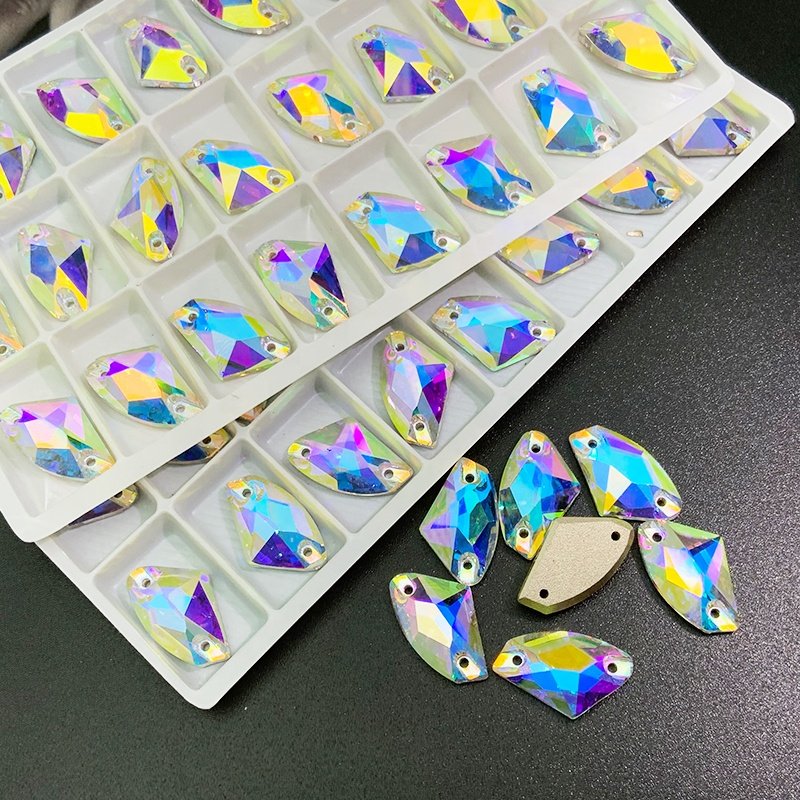 17x27mm crystal AB sew on stones calactic sew on rhinestones
