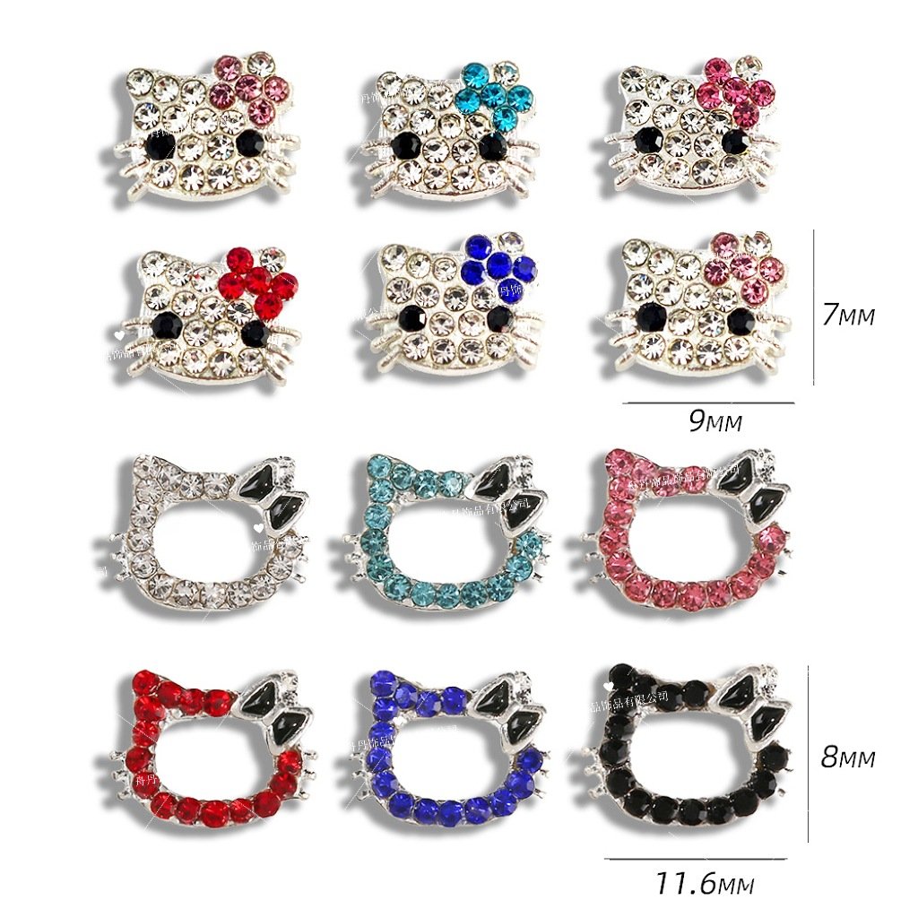 3D Cute Cartoon Kawaii Cat HK Nail Art Decorations nail Charms Alloy Nail Jewelry Rhinestones