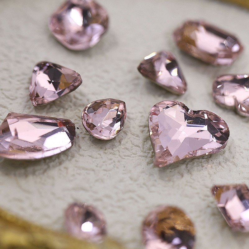 Crystal Nail Art Charms Glass Sharp Bottom light Pink Crystal Diamond Gem Stone 3D Manicure DIY Decor pink Nail Rhinestones