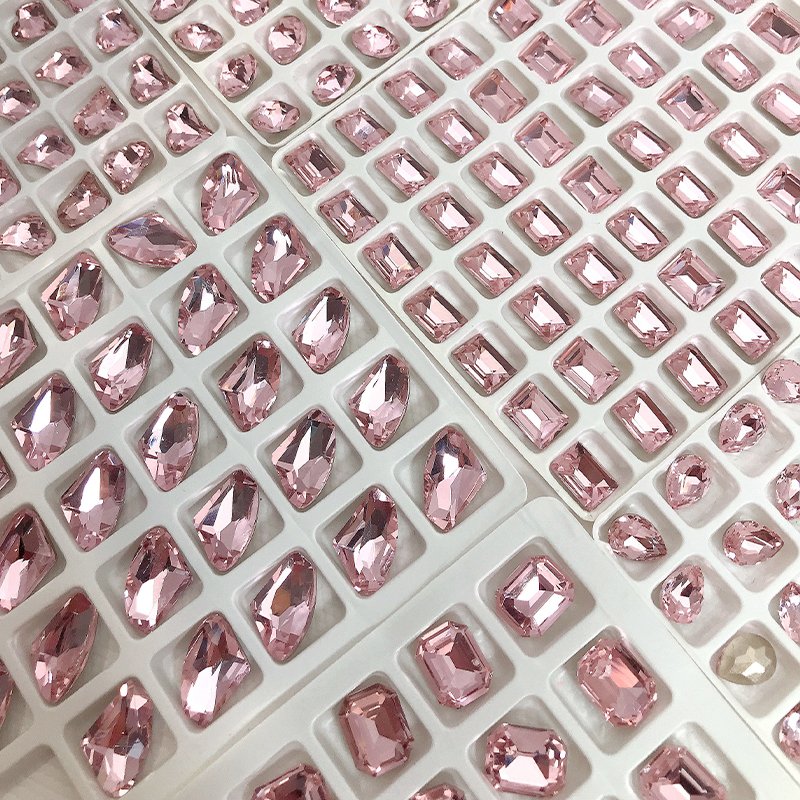 Crystal Nail Art Charms Glass Sharp Bottom light Pink Crystal Diamond Gem Stone 3D Manicure DIY Decor pink Nail Rhinestones