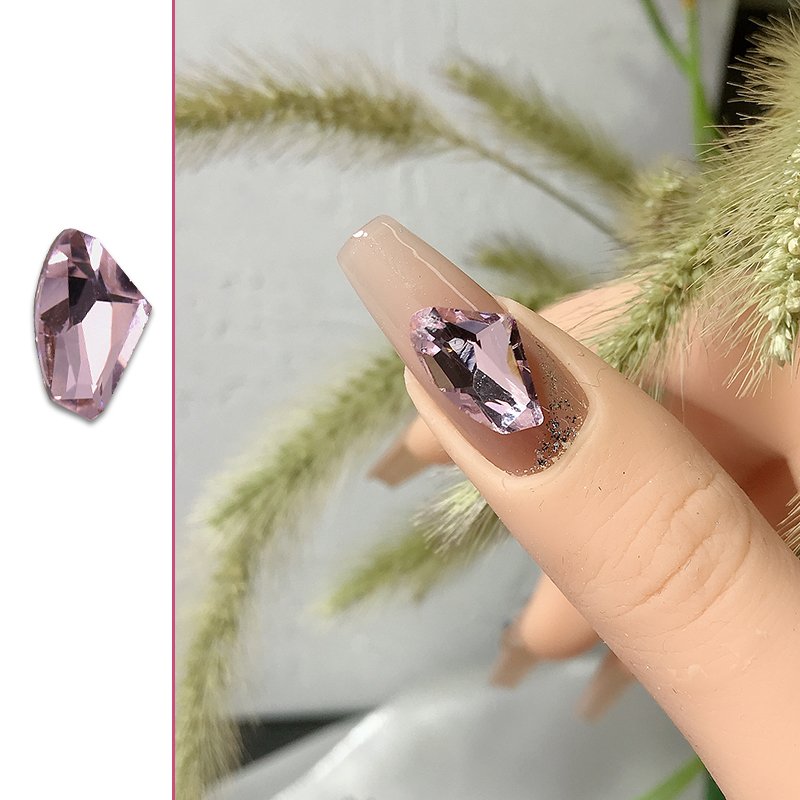 Crystal Nail Art Charms Glass Sharp Bottom light Pink Crystal Diamond Gem Stone 3D Manicure DIY Decor pink Nail Rhinestones