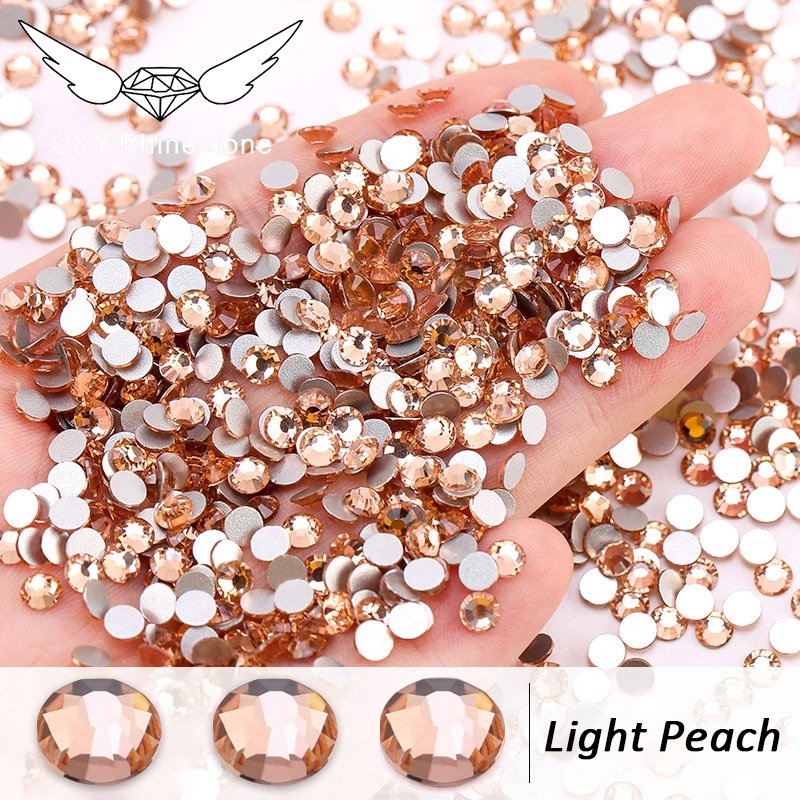 Wholesale Unlimited Flats SS16 Crysta For Nail Art Products Jelly Glue On Light Peach Rhinestones