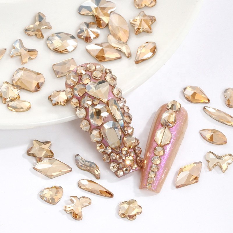 Wholesale Unlimited Flats SS16 Crysta For Nail Art Products Jelly Glue On Light Peach Rhinestones