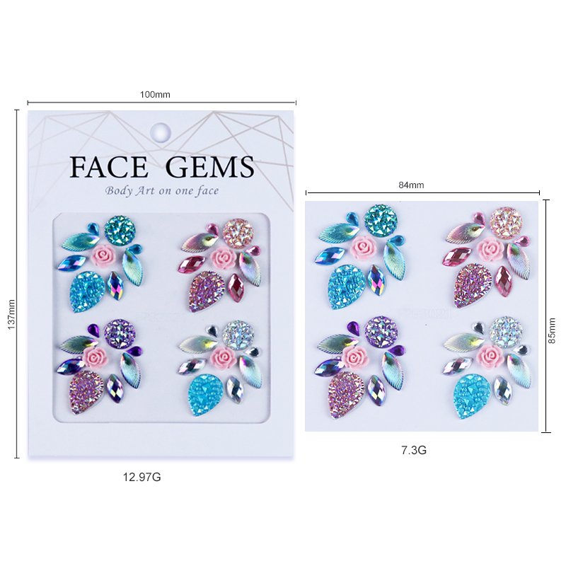 GP Holographic waterproof OEM custom rhinestone eye face jewel sticker Temporary 3D crystal gem face sticker