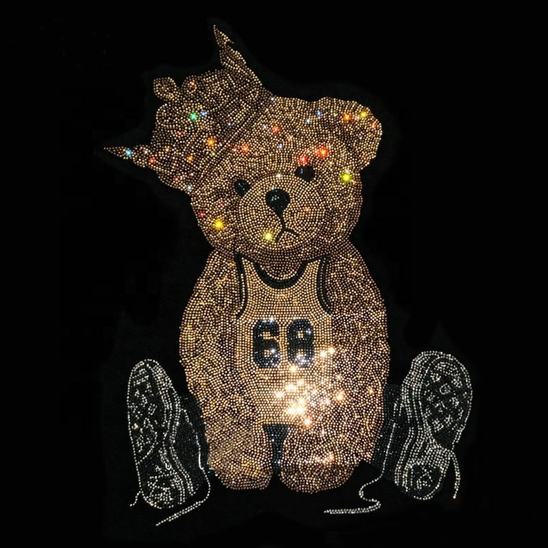 Factory Price Rhinestone Iron On Transfer Motif Hot Fix Rhinestone Heat Transfers Custom Designs For T shirt