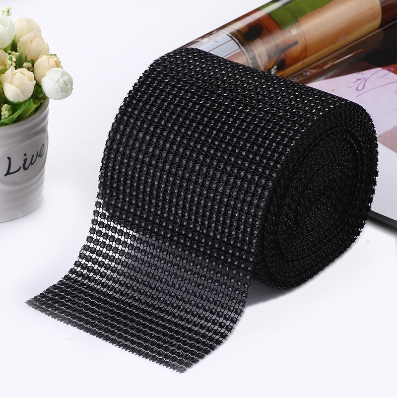 Wholesale 24 Rows Plastic Hollow Rhinestone Mesh Fabric Multicolour Crystal Ribbon For Clothing Diy Decoration
