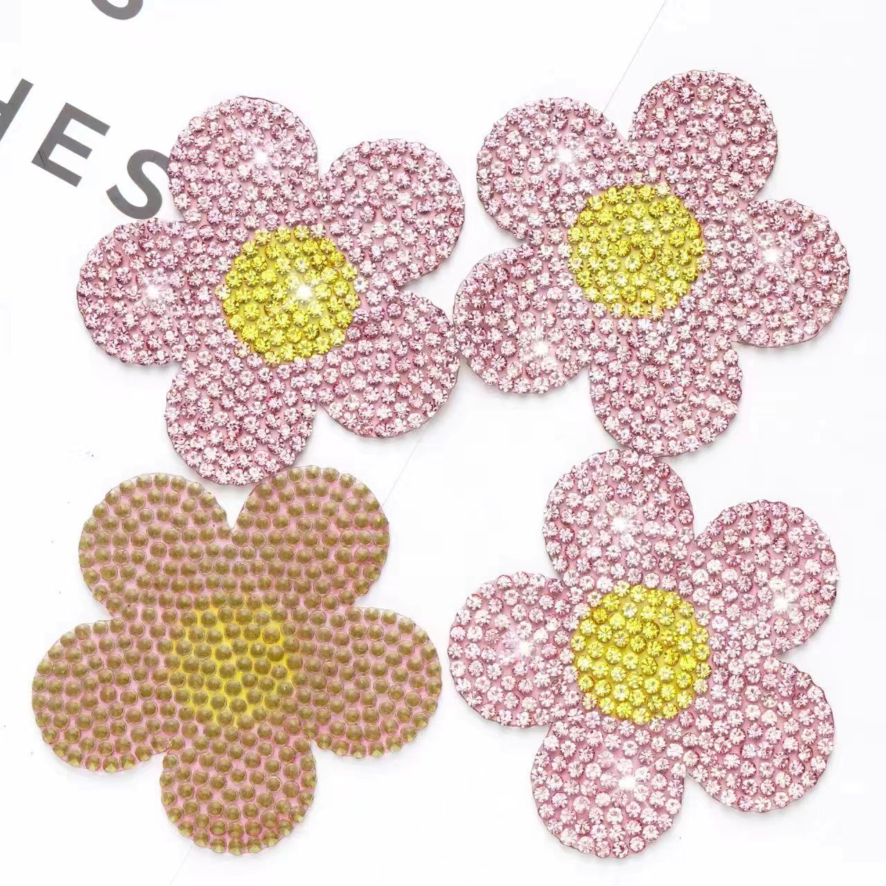 5.5cm Rhinestone Patch accessories gift flower for shoes bag decoration hot drilling Cloth accessory hot fix pink color