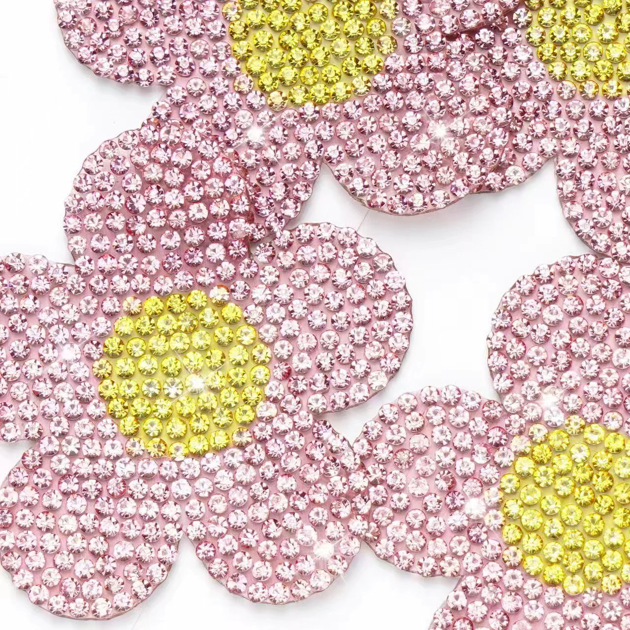 5.5cm Rhinestone Patch accessories gift flower for shoes bag decoration hot drilling Cloth accessory hot fix pink color
