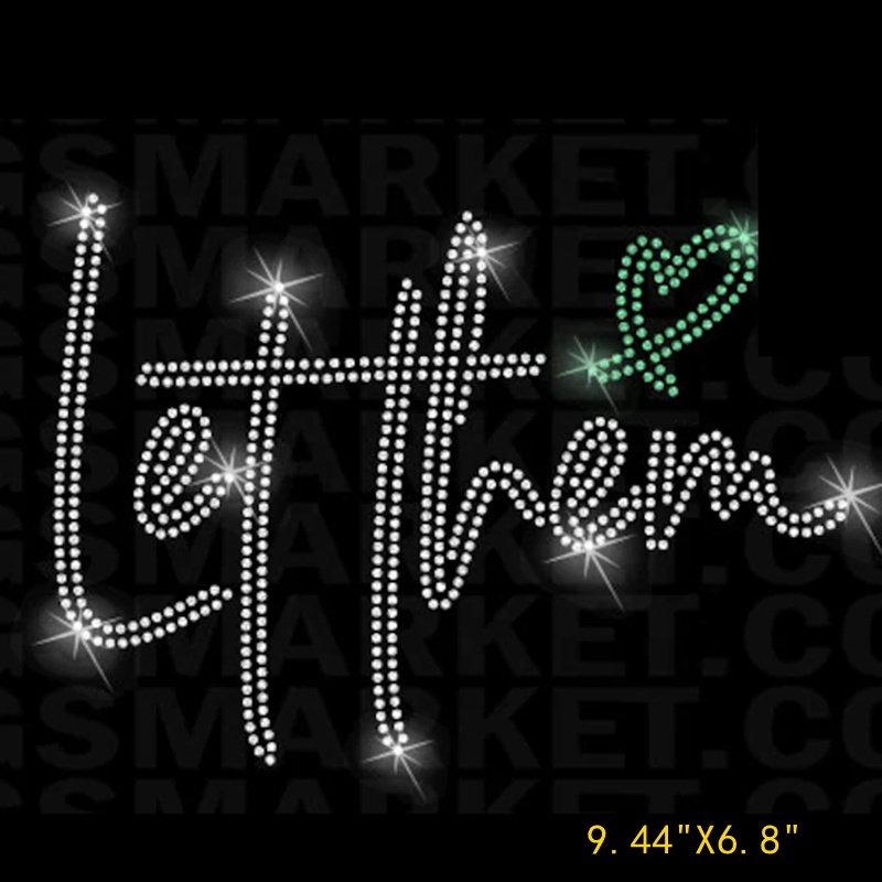 New Various Color Quotes Let Them Rhinestone Heat Transfer Mental Health Rhinestone Transfer iron on Patch Decals for Tees