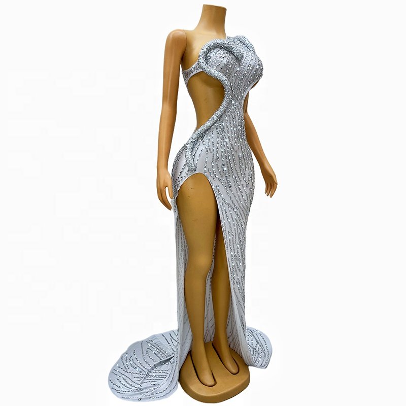 customized luxury white rhinestone party dress plus size women's clothing gowns for women evening dresses