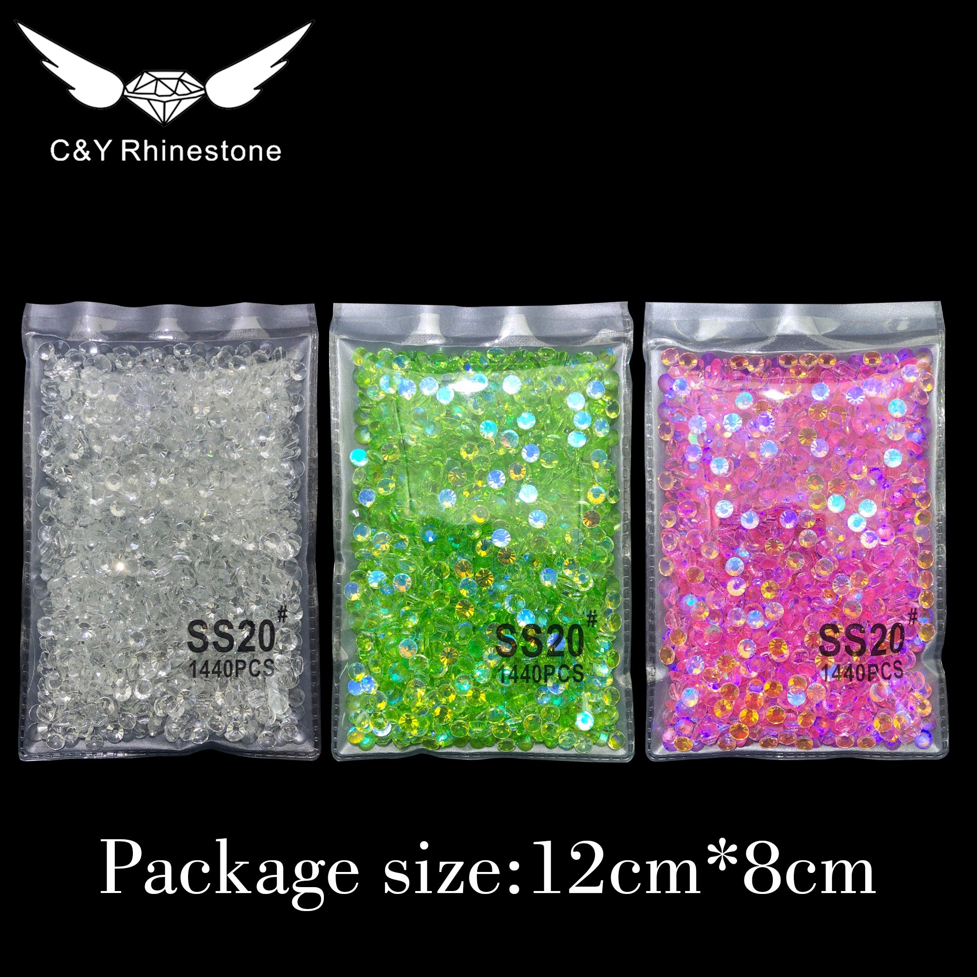 CY Wholesale Bare Back Aurora Green Pink Purple High Quality Factory Directly Sale Flat Back Crystal Rhinestones