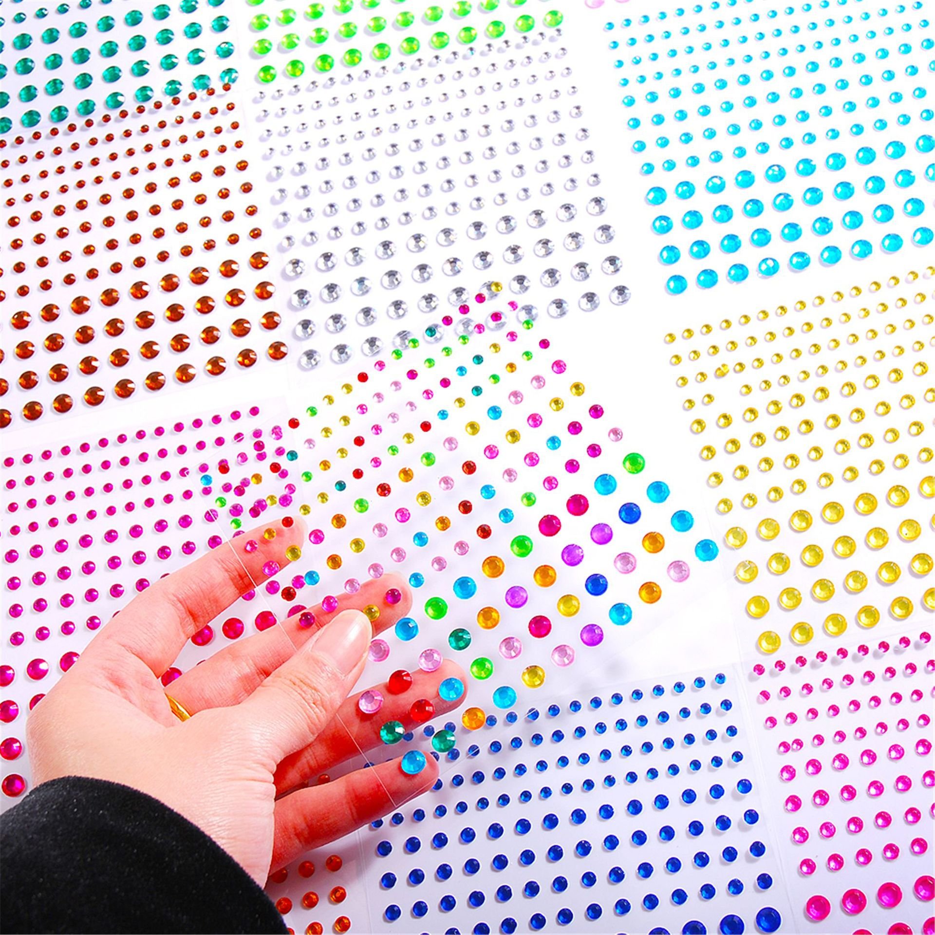 Golden Scrapbook Acrylic Crystal Diamond Sticker Single Grain Self-adhesive Rhinestones Performance Decoration Face Sticker