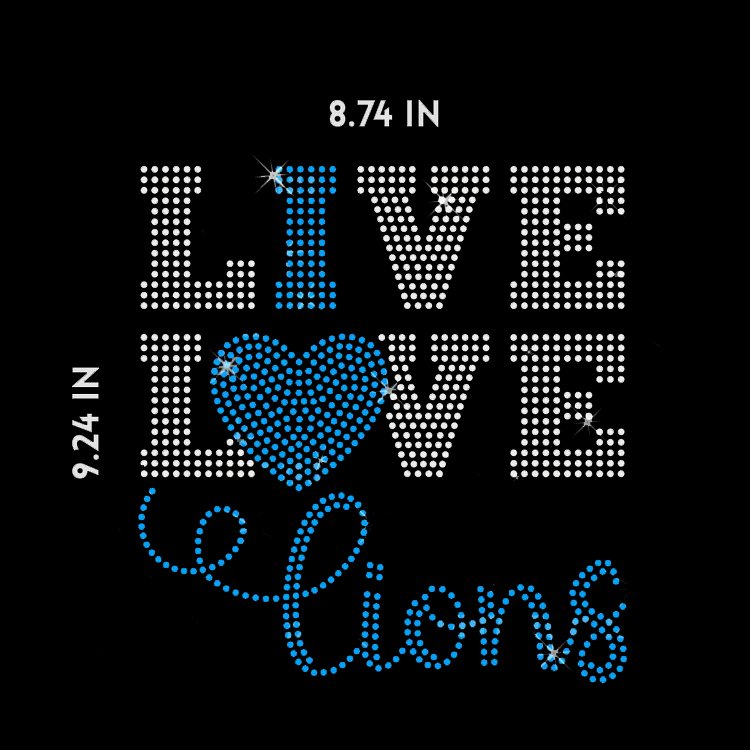 Wholesale Crystal Stickers Motifs Iron on Rhinestone Detroit Lions Heat Transfer